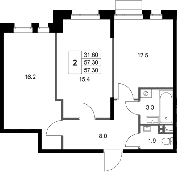 2-комнатная квартира