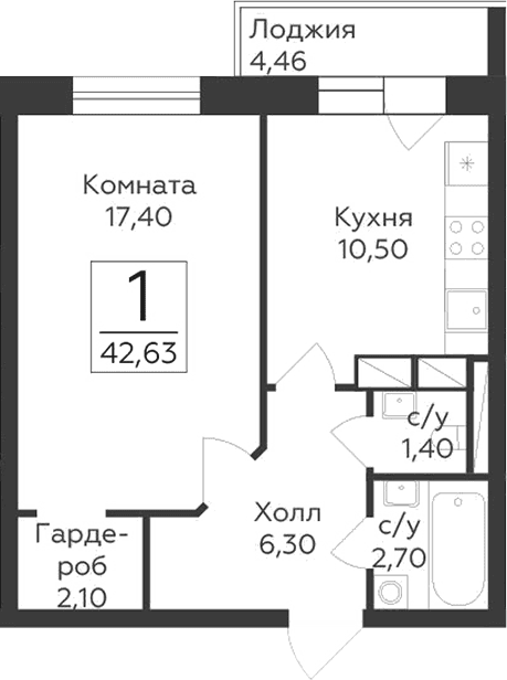 1-комнатная квартира