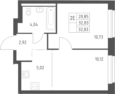Планировка: Евродвушка 32,8 м² в ЖК «Горки Парк»