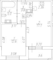Планировка: Евродвушка 38,5 м² в ЖК «Аквилон Ливз»