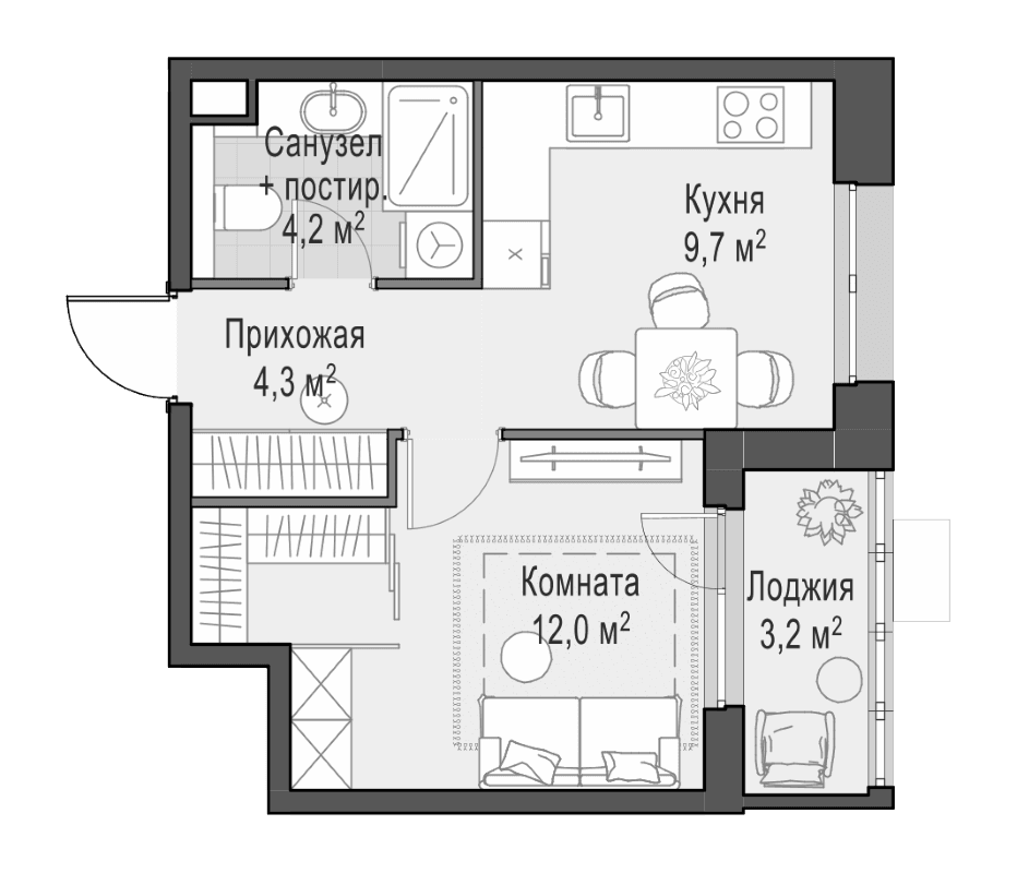 1-комнатная квартира