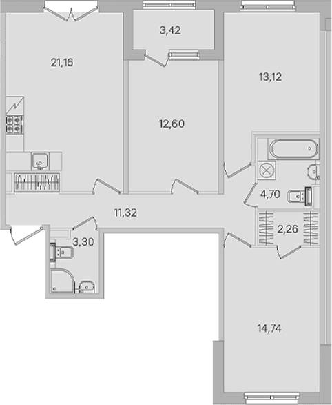 Планировка: Квартира евро-4 83,2 м² в ЖК «Дубровский»