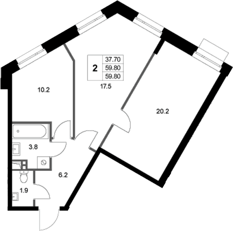 2-комнатная квартира