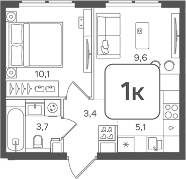 Планировка: Евродвушка 31,9 м² в ЖК «НАЗАРЕ»