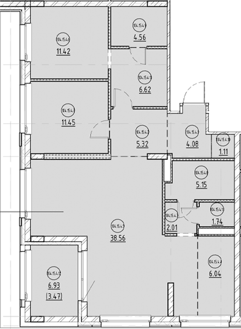 Планировка: 2-комнатная квартира 98,1 м² в ЖК «Северный ветер»