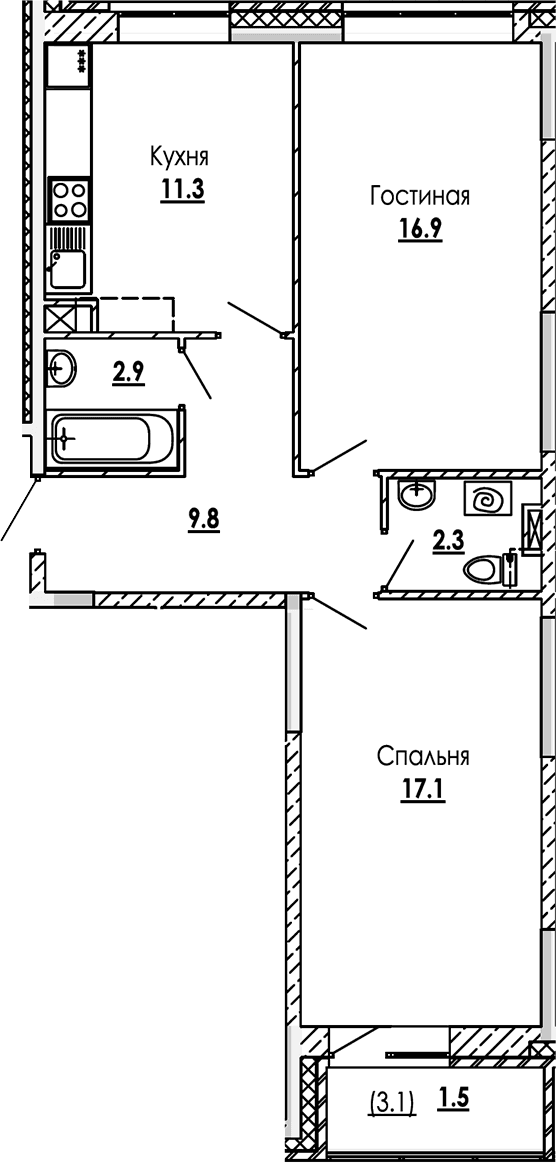 2-комнатная квартира