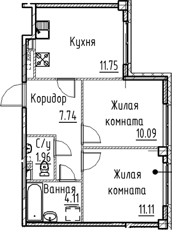 2-комнатная квартира