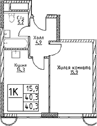 1-комнатная квартира
