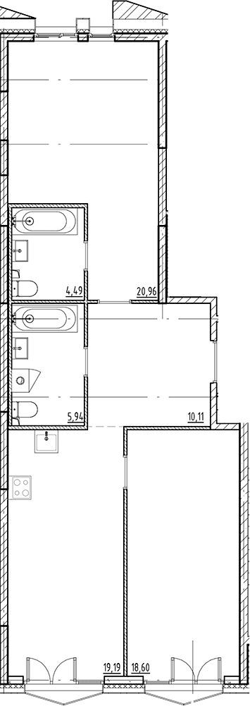 Планировка: Евротрёшка 79,3 м² в ЖК «Галерная Гавань»
