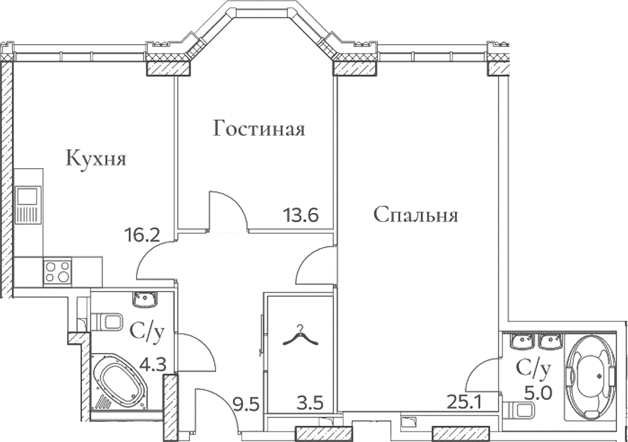 2-комнатная квартира