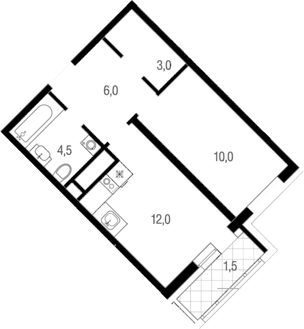 1-комнатная квартира