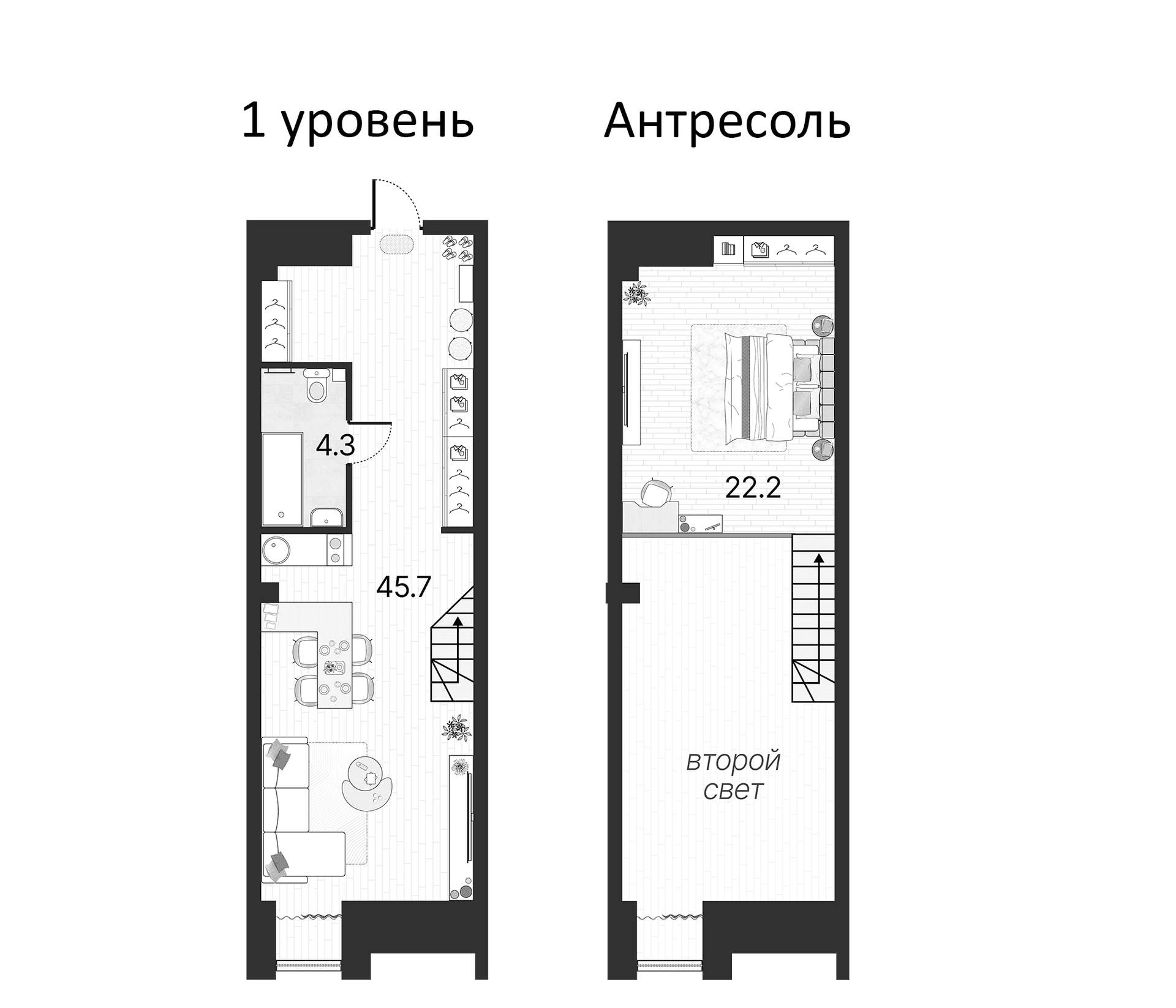 Планировка: Евродвушка 72,2 м² в ЖК «Serebro by Avenue-apart»