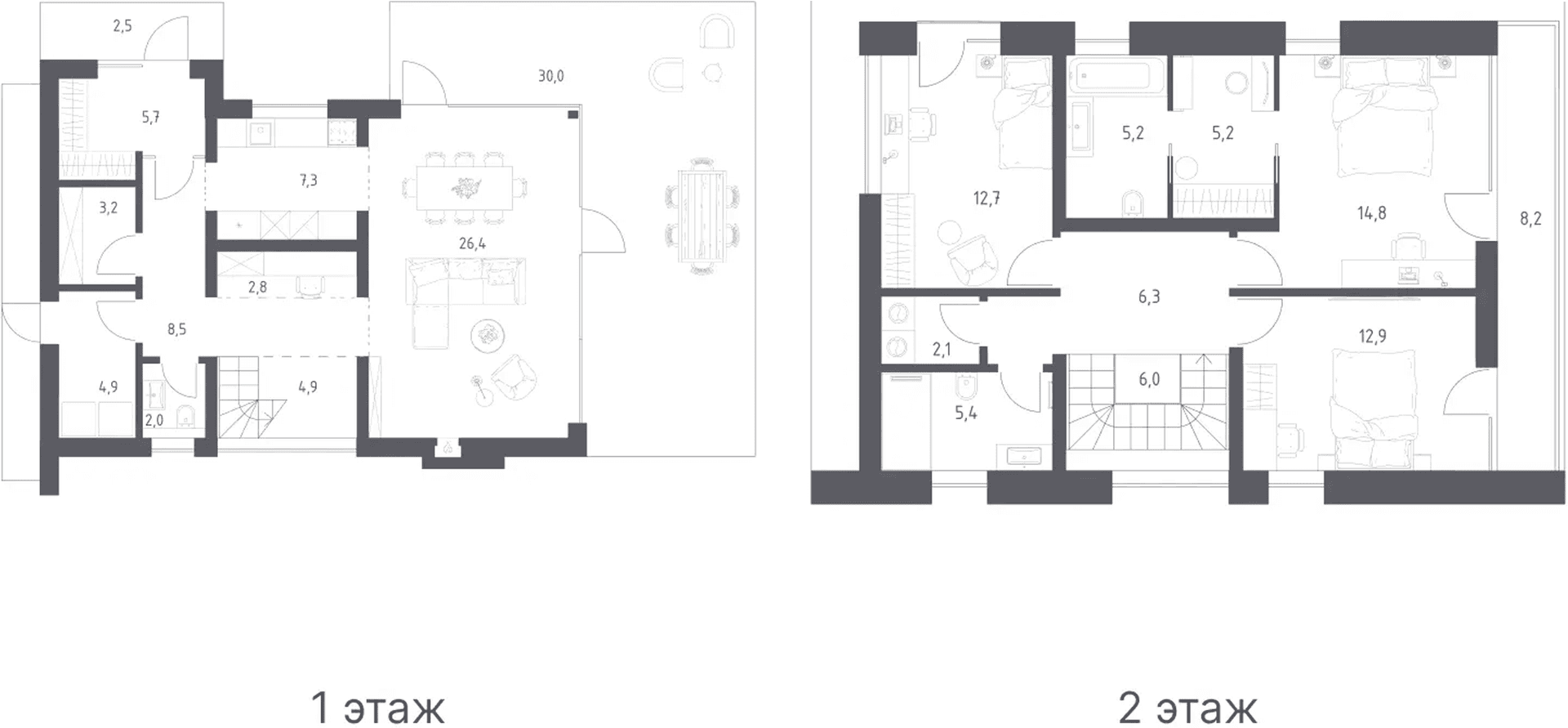Планировка: Коттедж 168,8 м² в ЖК «Коттеджный поселок ПОРТ ЭММ»