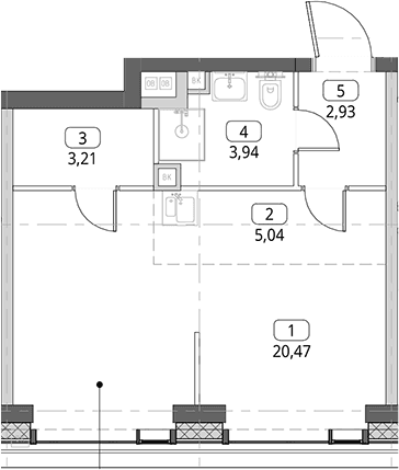 Планировка: Студия 35,6 м² в ЖК «СИТИДЗЕН»