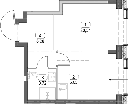 Планировка: Студия 35,6 м² в ЖК «СИТИДЗЕН»