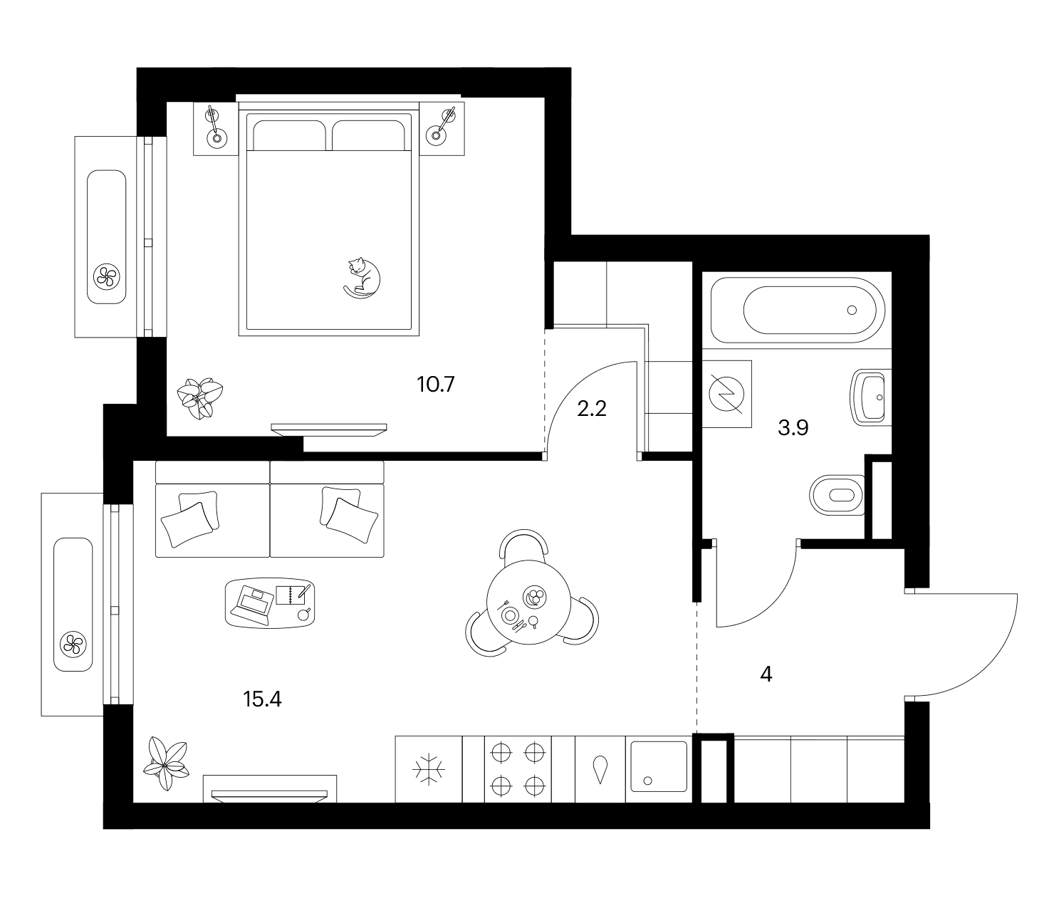 Планировка: 1-комнатная квартира 36,2 м² в ЖК «Ярославский»