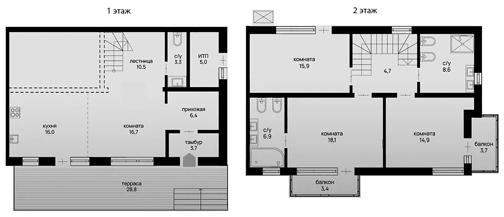Планировка: Таунхаус 142,7 м² в ЖК «Отрада на реке»