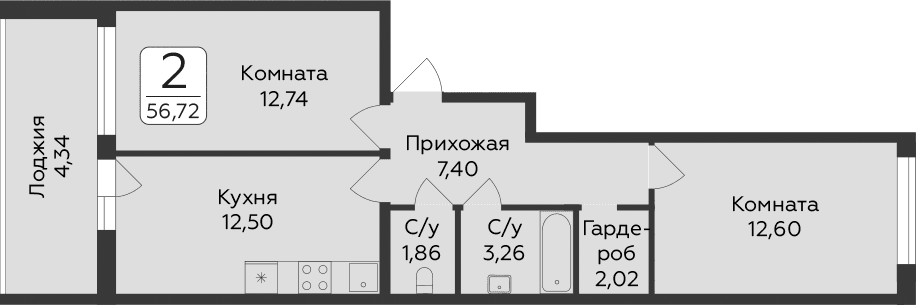 2-комнатная квартира