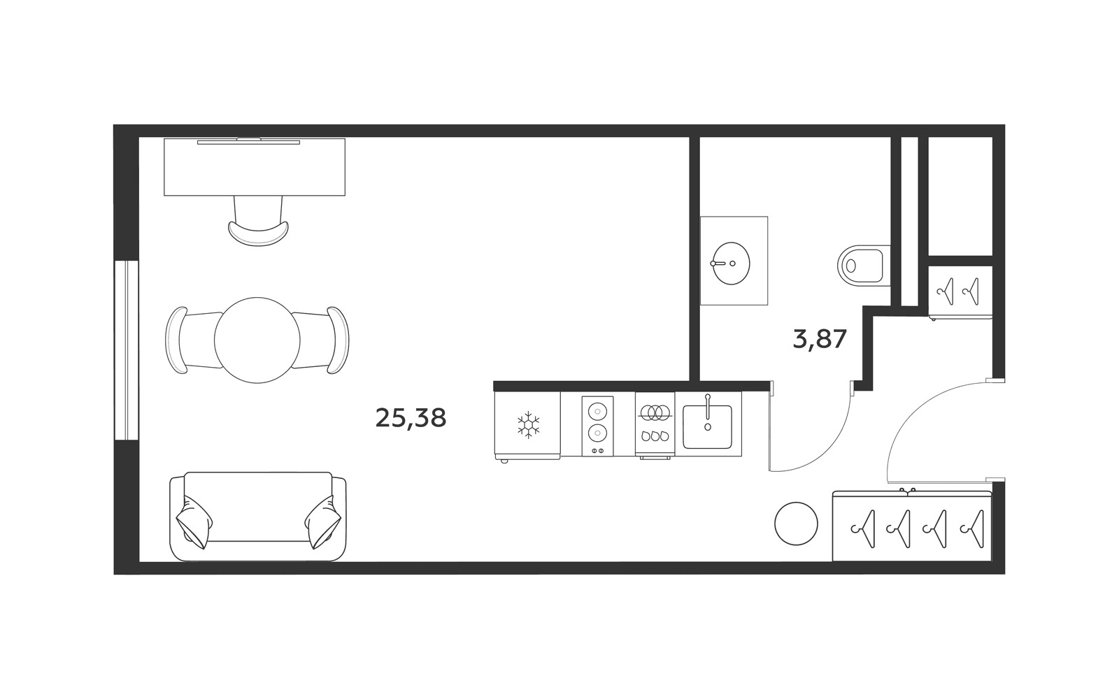 Планировка: Студия 29,2 м² в ЖК «МФК SAAN»