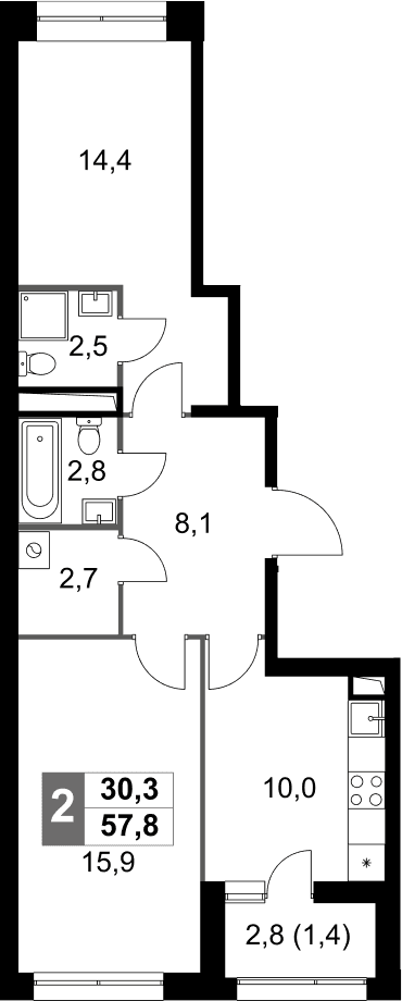 2-комнатная квартира