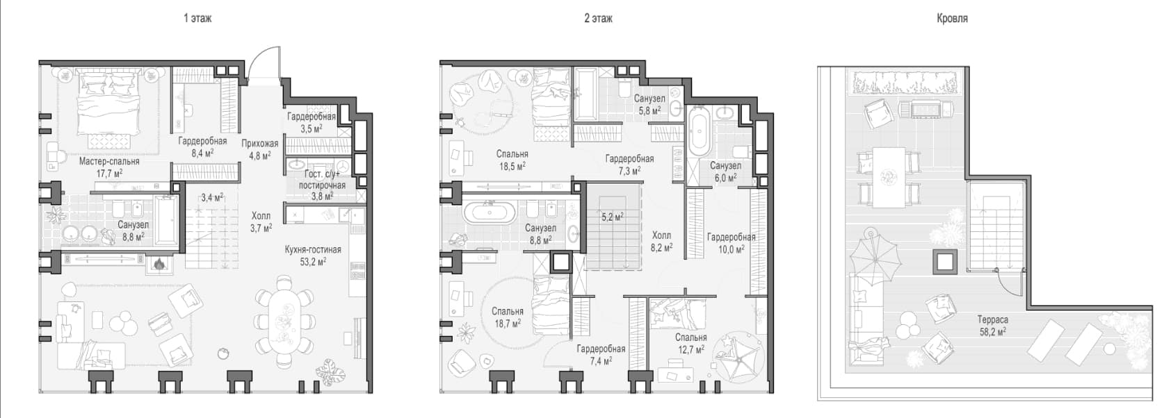 Планировка: Квартира евро-5 198,2 м² в ЖК «Квартал Life Time»