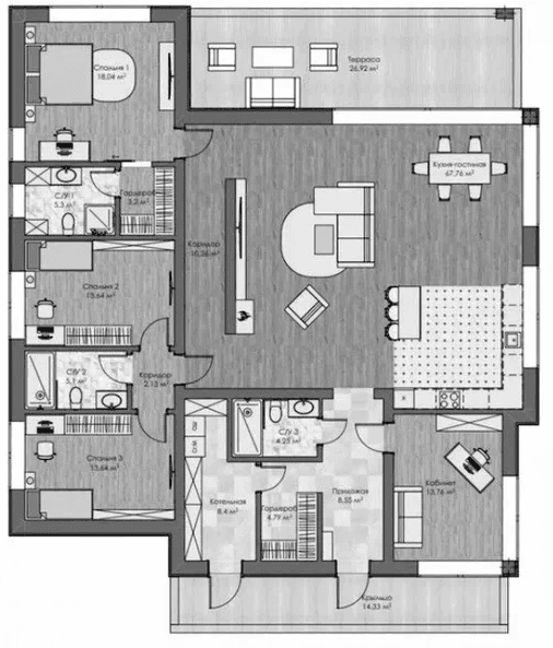 Планировка: Коттедж 191,9 м² в ЖК «Коттеджный поселок Алексино Форест Клаб. Петрострой»