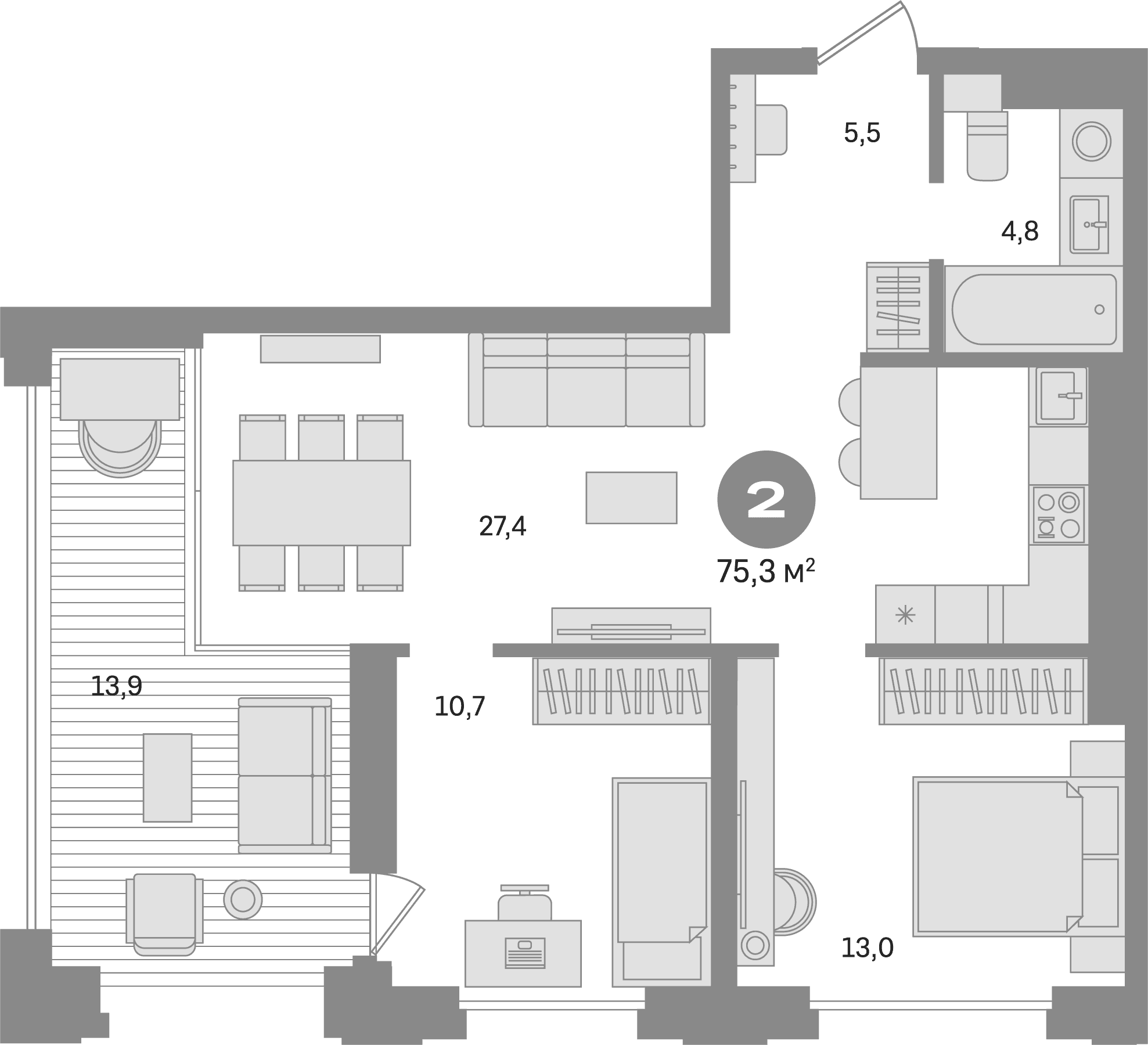 2-комнатная квартира