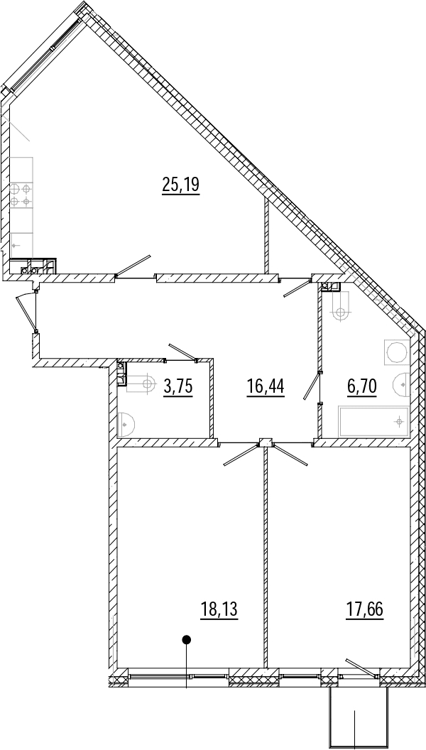 Планировка: 2-комнатная квартира 89,4 м² в ЖК «Мануфактура»