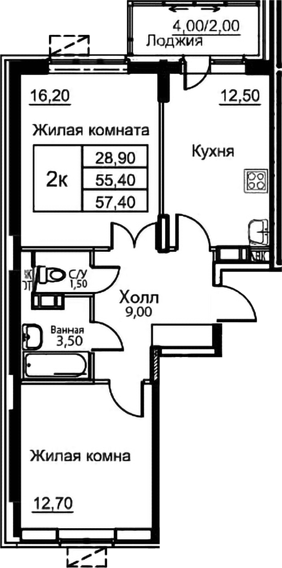 2-комнатная квартира