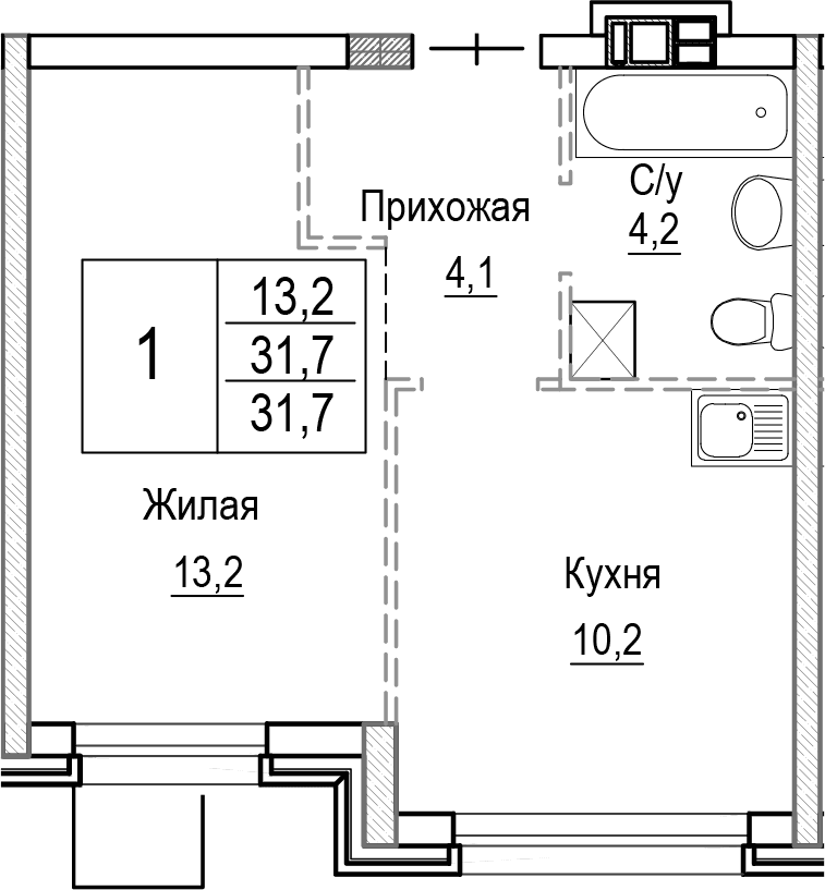1-комнатная квартира