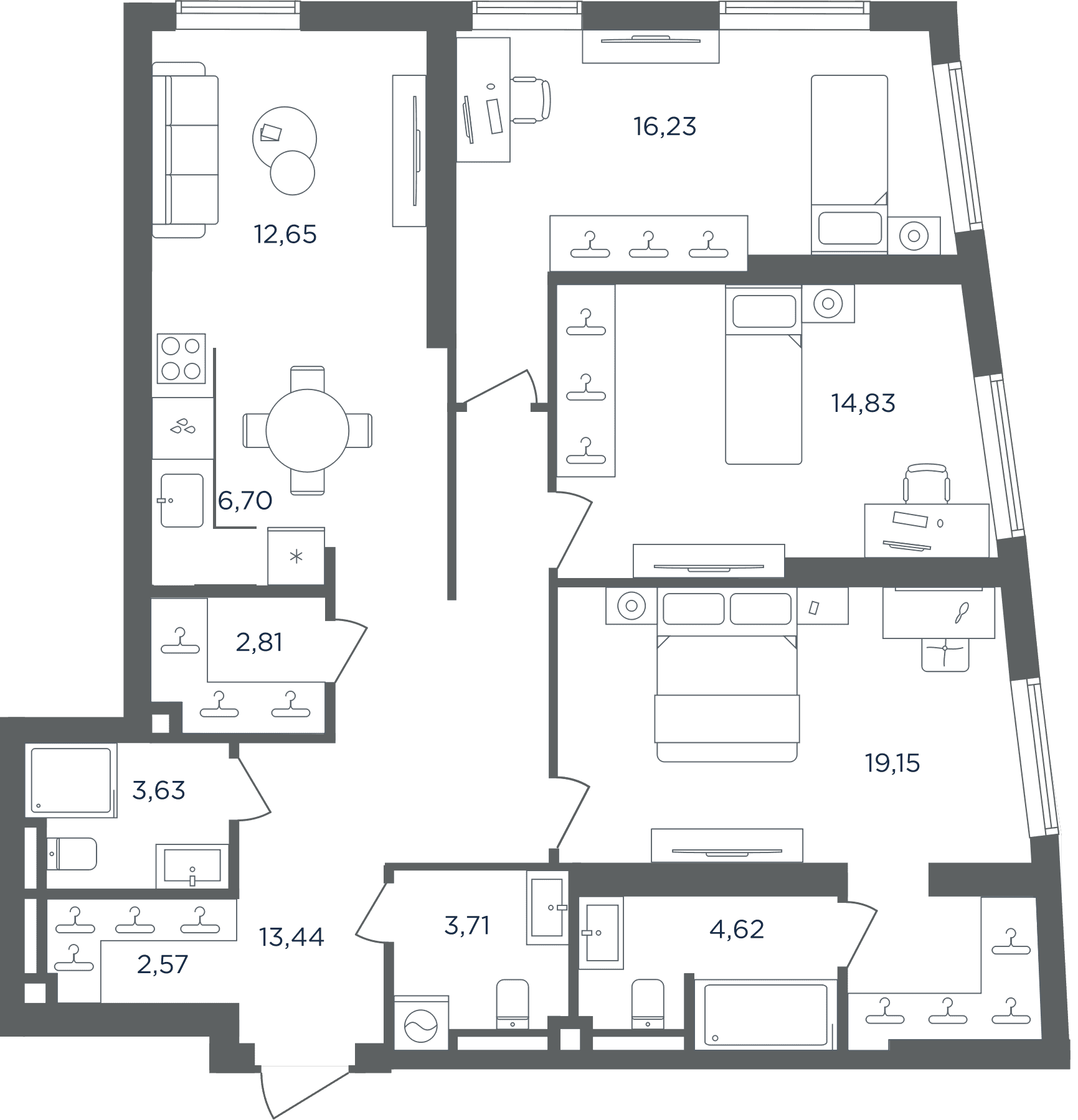 Планировка: Квартира евро-4 100,3 м² в ЖК «Сикрет Гарден»