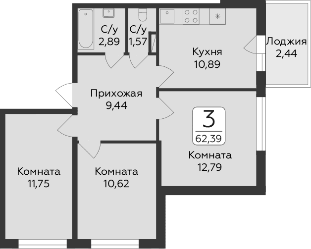 3-комнатная квартира