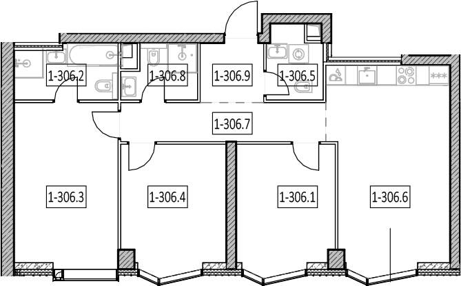 Планировка: Квартира евро-4 86,8 м² в ЖК «Айс Тауэрс»
