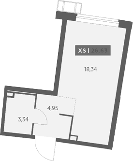 Планировка: Студия 26,6 м² в ЖК «Аквилон Рива»