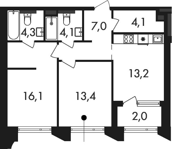 2-комнатная квартира