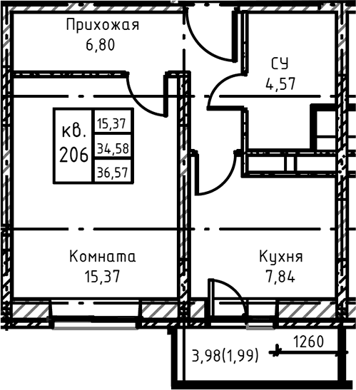 1-комнатная квартира