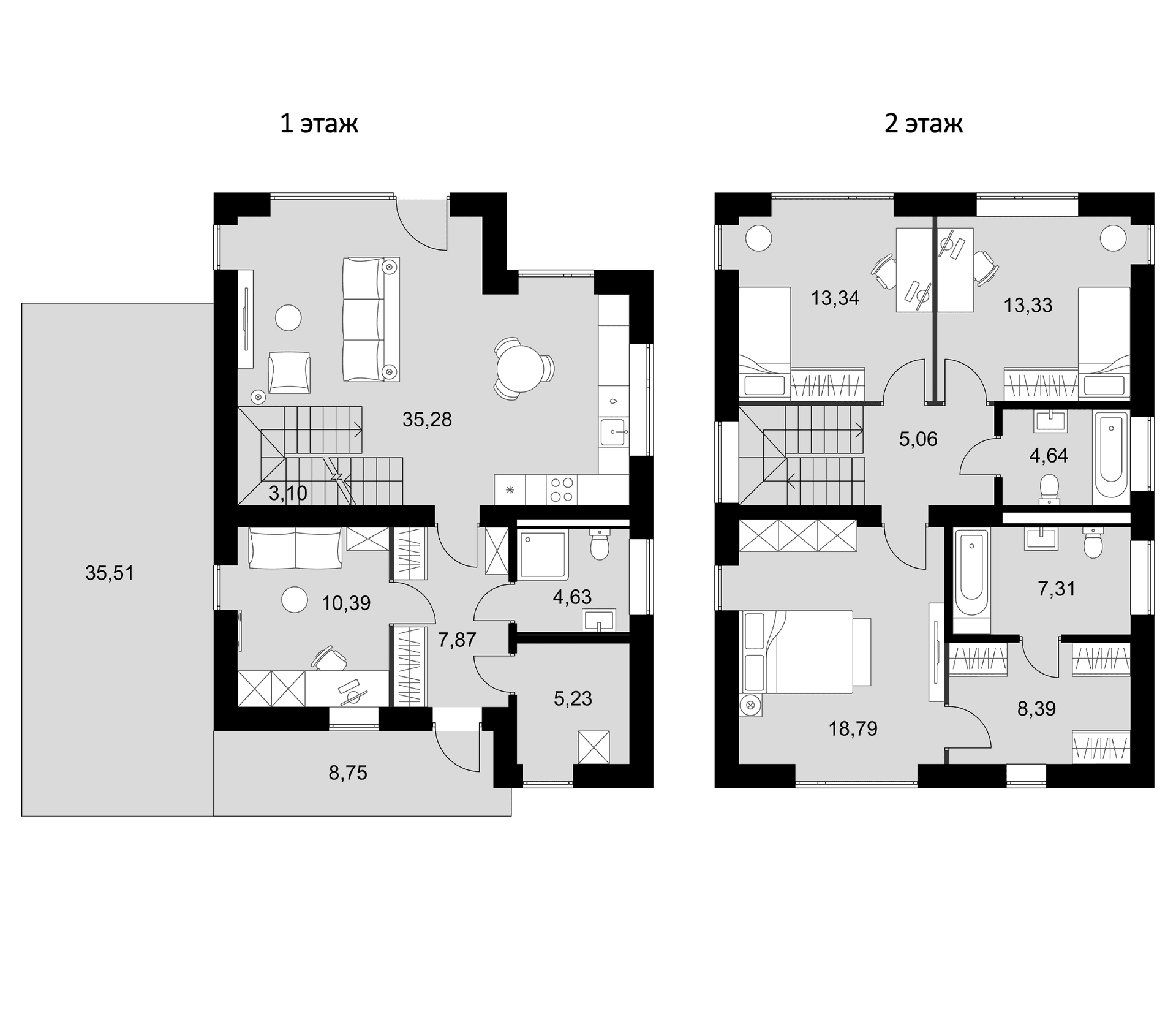 Планировка: Коттедж 137,4 м² в ЖК «Коттеджный поселок Сабурово Клаб»