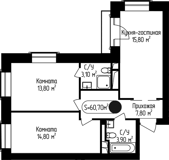 2-комнатная квартира