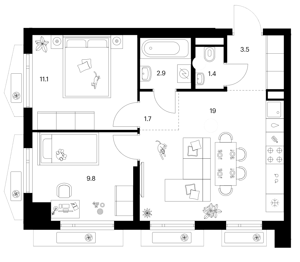 2-комнатная квартира