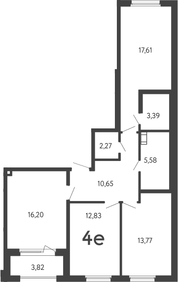 Планировка: Квартира евро-4 82,3 м² в ЖК «17 линия»