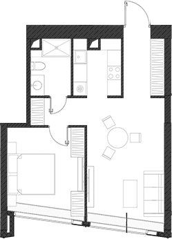 Планировка: Квартира 50,7 м² в ЖК «Дом Дау»