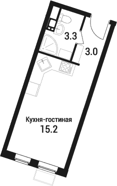 Планировка: Студия 21,5 м² в ЖК «Дом в Малаховке»