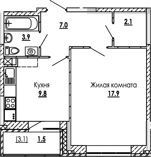 1-комнатная квартира