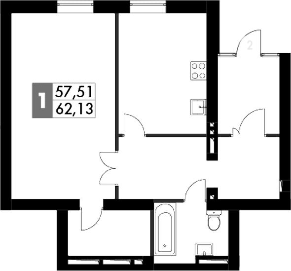 Планировка: 1-комнатная квартира 67,7 м² в ЖК «Парк Апрель»