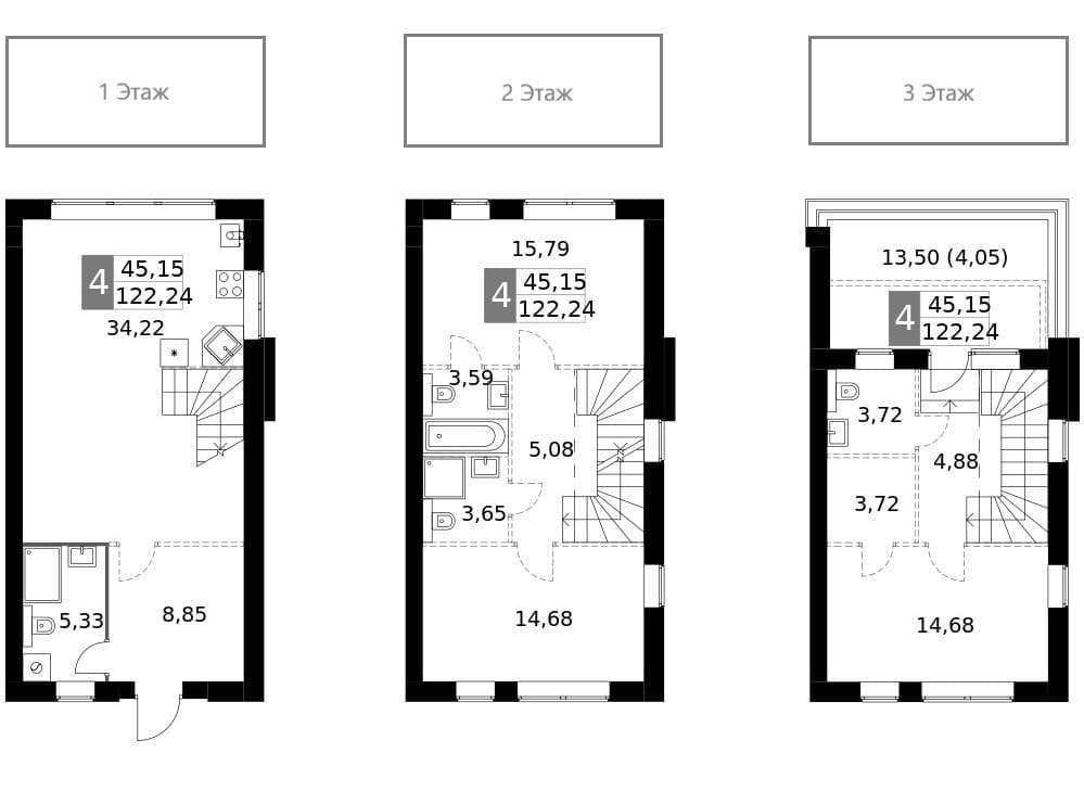 Планировка: Таунхаус 118,2 м² в ЖК «Дубровицы Клаб»