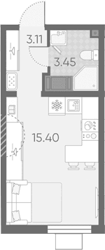 Планировка: Студия 22 м² в ЖК «Морская миля»