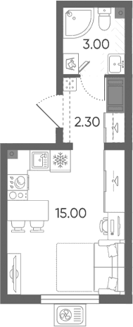 Планировка: Студия 20,3 м² в ЖК «Ручьи 2»