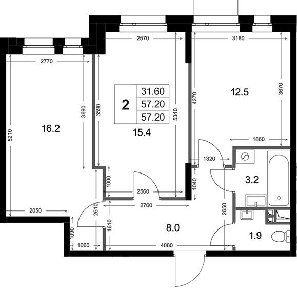 2-комнатная квартира