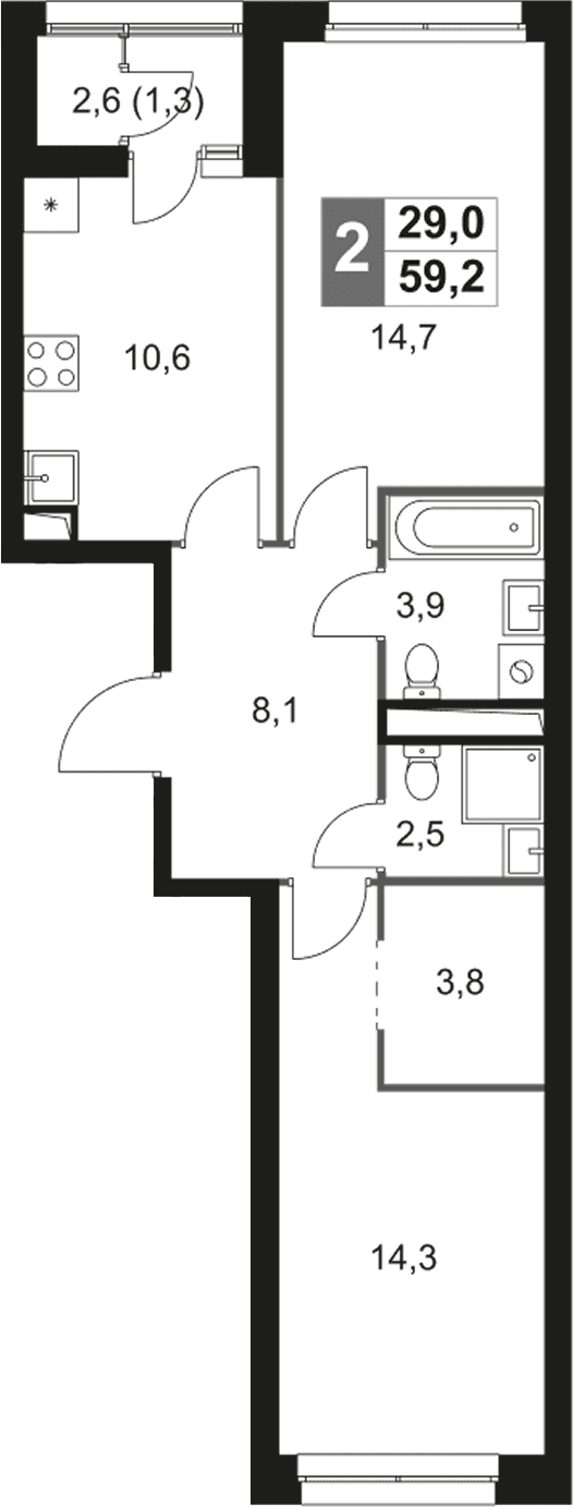 2-комнатная квартира
