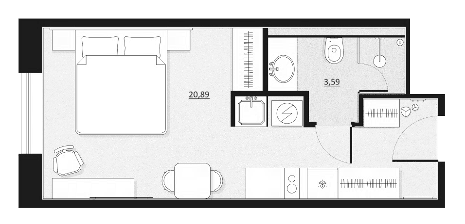 Планировка: Студия 24,5 м² в ЖК «SAAN Московские ворота»